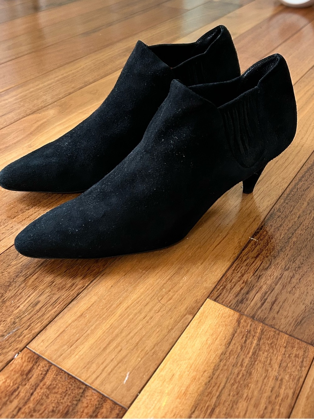 Prada | Shoes | Prada Italian Black
Suede Booties Kitten Heels Ankle boots